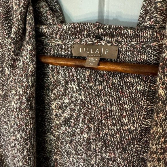 Lilla P Marled Slub Hooded Open Front Cardigan Size XS - Picture 6 of 12